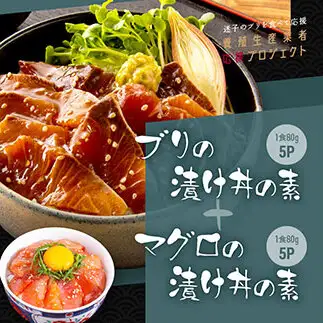 訳あり 「ブリの漬け丼の素」1食80g×5P＋「マグロの漬け丼の素」1食80g×5P