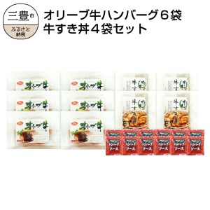 オリーブ牛 ハンバーグ6袋・牛すき丼4袋セット s-15