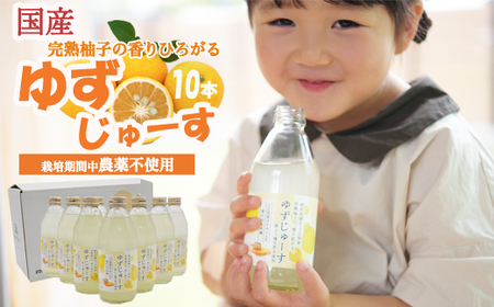 S10-38「ゆずの里上之保」ゆずじゅーす10本セット ～無農薬の柚子を使った地元で人気のジュース～ 柚子ジュース 飲料