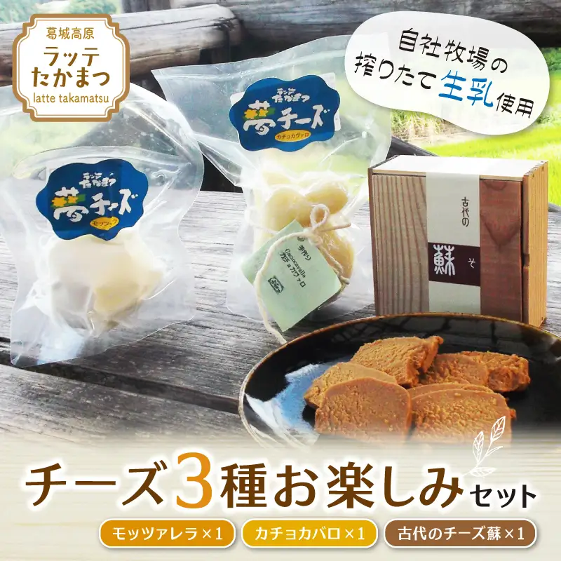 （冷蔵） ラッテたかまつ チーズ ３種お楽しみセット ／ モッツアレラ カチョカバロ 古代のチーズ 蘇【latt001】