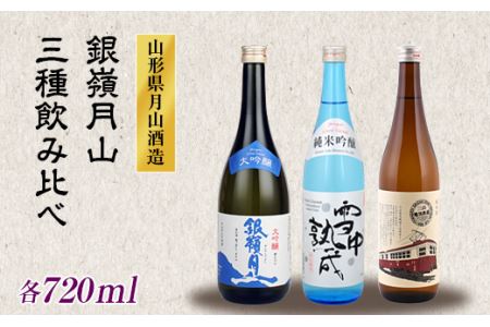 FYN9-248 山形の地酒【銀嶺月山】3種飲みくらべ 720ml×3本 山形県 西川町