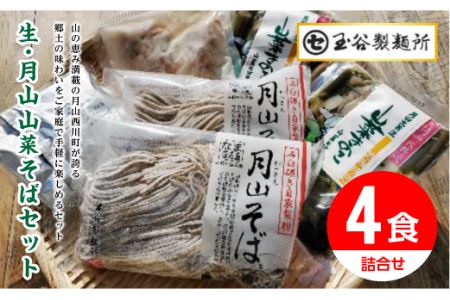 FYN6-003 玉谷製麺所 生麺 山菜 月山そば セット ４食(そば320g×2) 蕎麦 ソバ 生めん 麺 めん 山菜 さんさい 簡単 調理 詰合せ 贈答 プレゼント ギフト 自宅 家庭 工場直送 山形県 西川町 月山