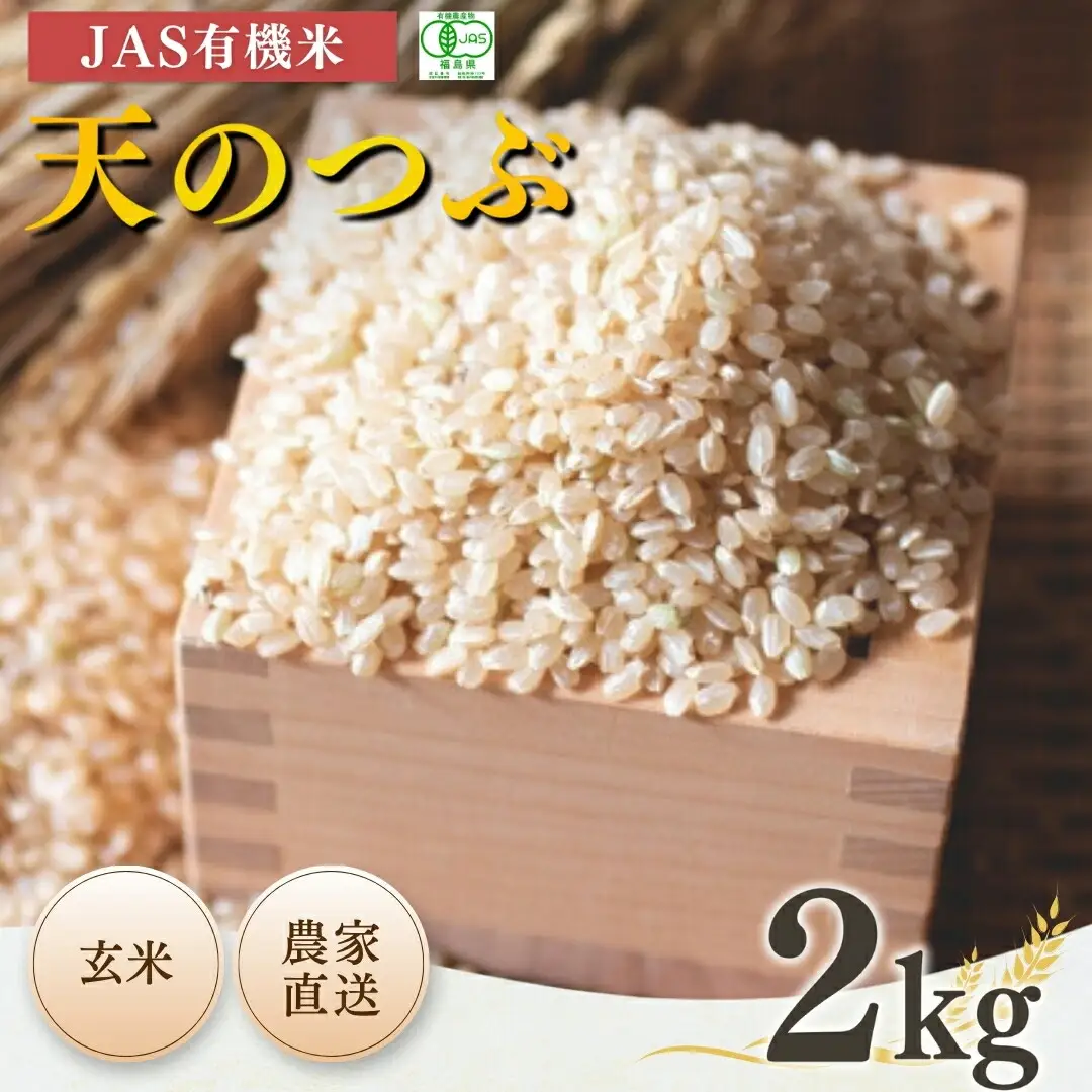 JAS有機米 天のつぶ 玄米2kg ｜ 令和7年産 根本有機農園