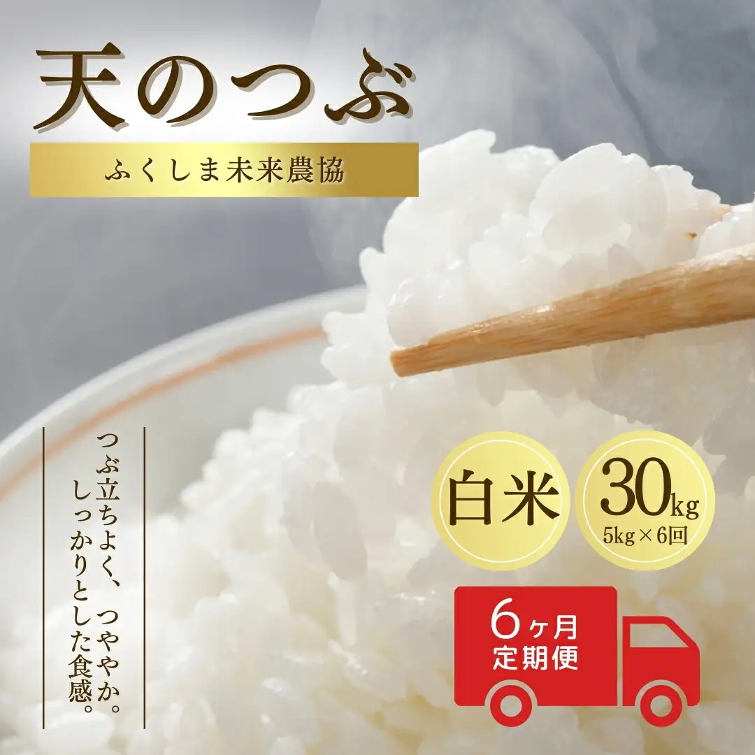 【定期便】 令和7年産 天のつぶ 白米 30キロ ( 5kg ×全6回)｜定期便 無洗米 南相馬