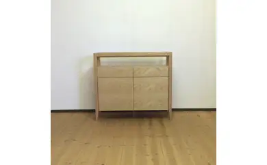 【ガラストップリビングボード90cm オーク材】オイルフィニッシュ おしゃれなお部屋の演出に最適な無垢とツキ板を使ったリビングボード 家具 リビングボード サイドボード ローボード 棚 シェルフ 飾り棚 食器棚 本棚 MUFactory