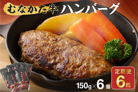 【定期便／年6回／偶数月お届け】むなかた牛ハンバーグ6個セット6回定期便【道の駅むなかた】_HB0038