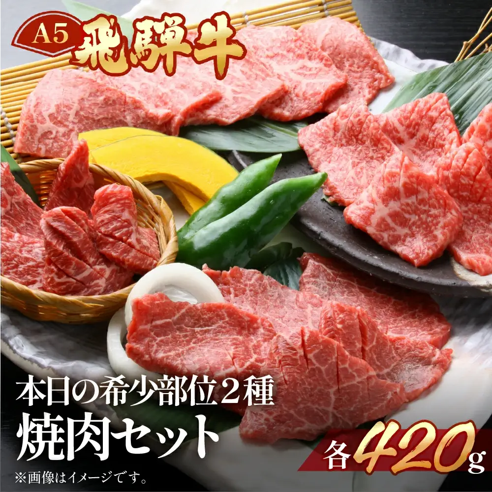 飛騨牛本日の希少部位2種焼肉セット 各420g【11-27】