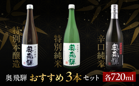 奥飛騨 おすすめ3本セット（特別本醸造・特別純米・辛口純米　各720ml）【16-4】