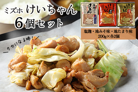ミズホけいちゃん６個セット(塩麹、地みそ味、地たまり味　200g×各2個）【21-1】