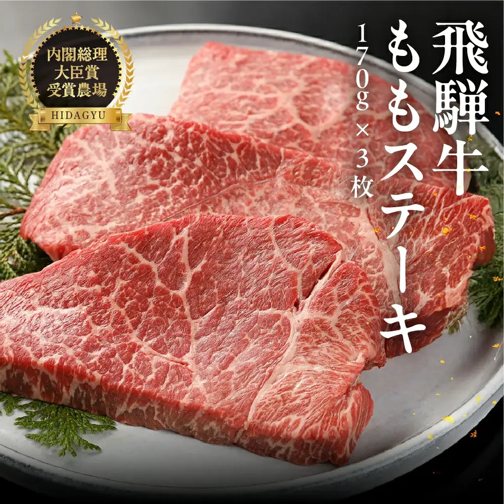飛騨牛 ももステーキ 170g×3枚  【22-6】