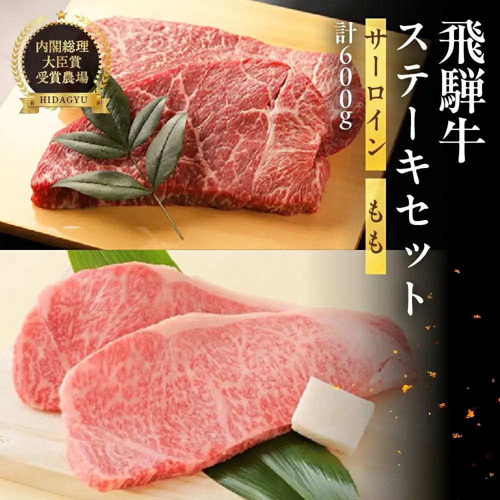 飛騨牛ステーキセット サーロインステーキ(200g×1枚)・ももステーキ(200g×2枚) 【22-8】