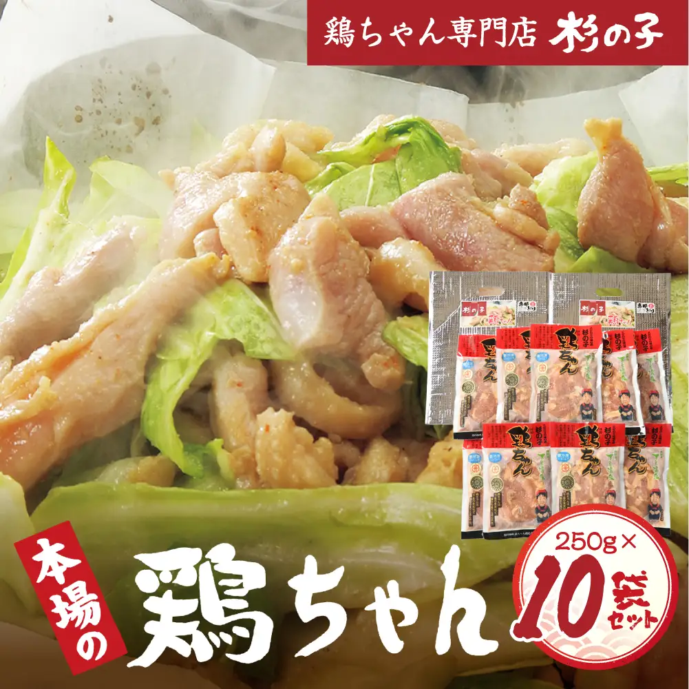 鶏ちゃん専門店「杉の子」味付き鶏ちゃん 250g×10袋【59-3】