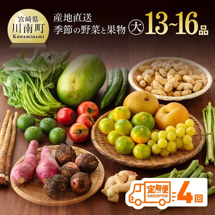 【定期便】産直おすず村 季節の野菜と果物 厳選 詰め合わせセット（大） 【 旬野菜 フルーツ 直売所 産地直送 宮崎県産 】