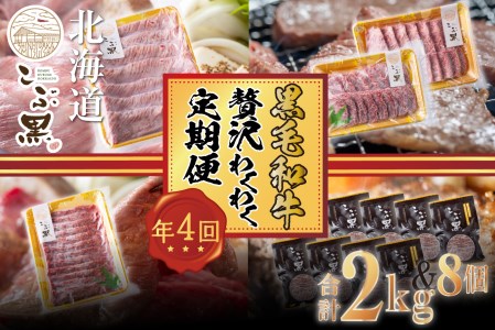 ＜定期便4回＞ 北海道産 黒毛和牛 こぶ黒  A5 贅沢 わくわく 定期便 ＜LC＞