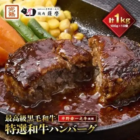特選和牛〈焼肉薩摩 完熟平野幸一之牛〉ハンバーグ10個_肉 ハンバーグ 牛肉 _【配送不可地域：離島】【1014403】