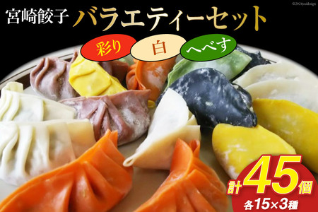 宮崎餃子 バラエティーセット 彩り・白・へべす 各15個 計45個 [餃子の里 宮崎県 日向市 452060985]