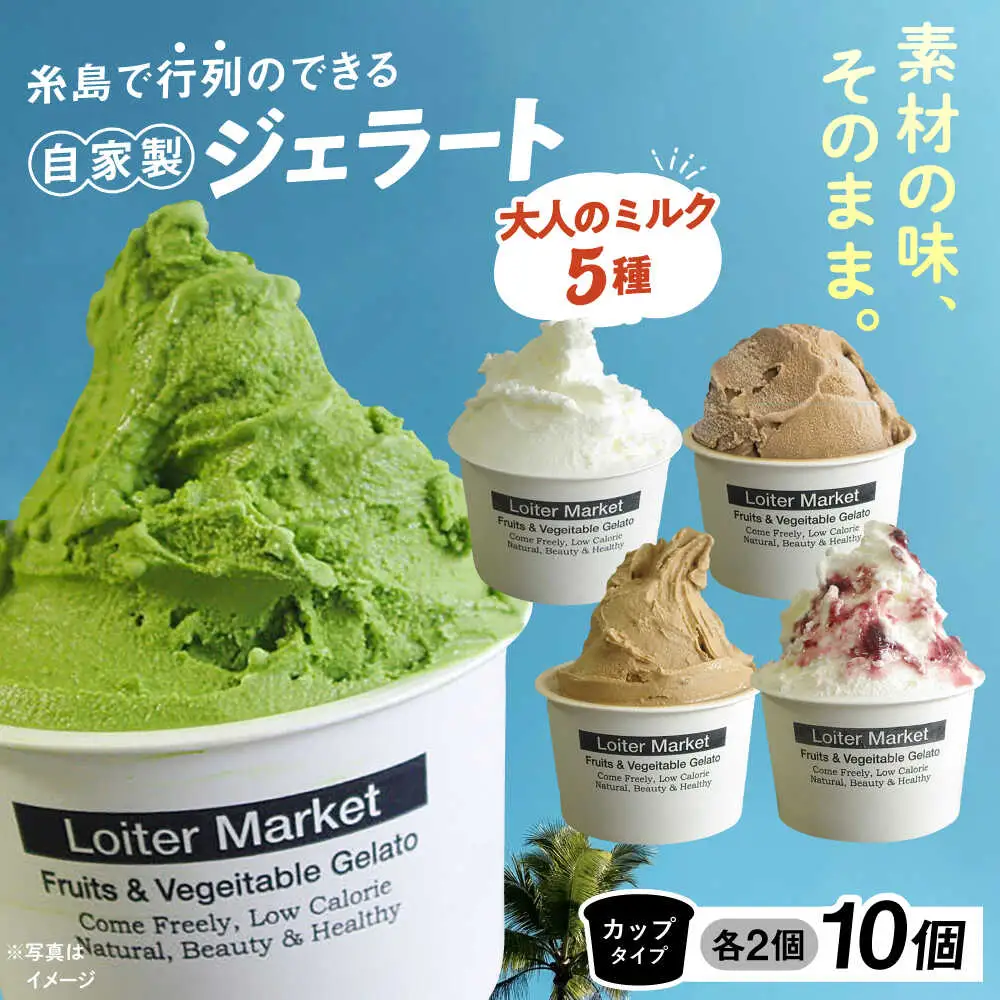 【お中元対象】行列のできる アイスクリーム 屋 ジェラート10個（大人味5種×各2個）アイス 食べ比べ ギフト スイーツ プレゼント 糸島 / LoiterMarket ロイターマーケット [AGD002]