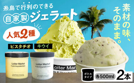 【お中元対象】行列のできる アイスクリーム 屋  ジェラート ボトル2個（ ピスタチオ / キウイ ） アイス 食べ比べ ギフト スイーツ プレゼント 糸島市 / LoiterMarket ロイターマーケット [AGD006]