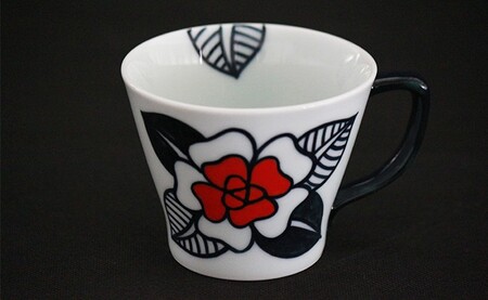 バラのマグカップ（赤）【やきもの工房こすず】フリーカップ スタイリッシュ＆モダン A12-182
