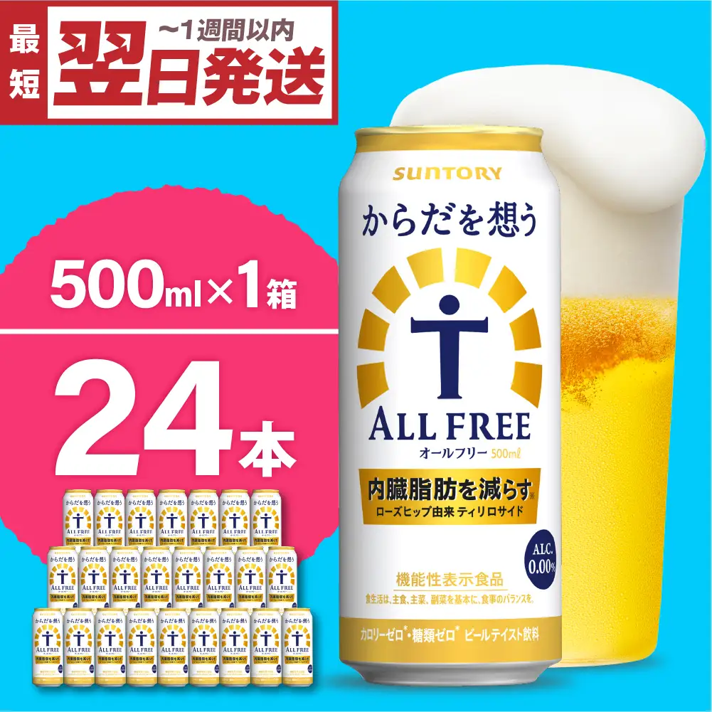 ビール  からだを想う オールフリー 500ml×24本 ノンアルびーる