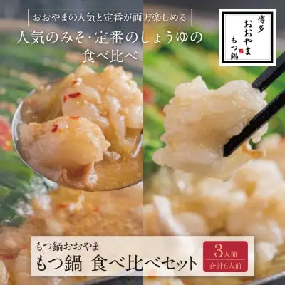 Z65-32 寄附額改定↓↓ 博多もつ鍋おおやま みそ・しょうゆ食べ比べセット 3人前（合計6人前） もつ鍋