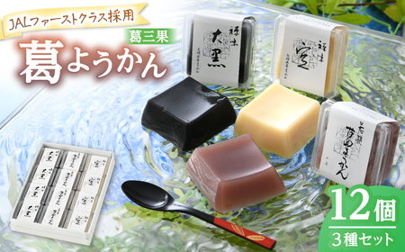 葛ようかんの3種類セット　葛三果(くずざんか）12個入 小浜市 / 井上耕養庵 [BFAH001]