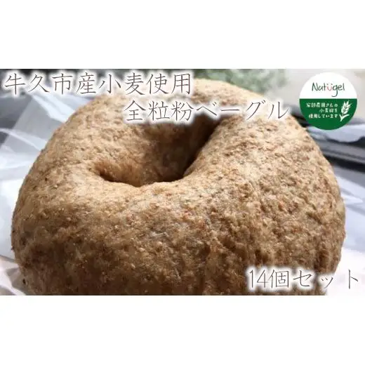 牛久市産 小麦 全粒粉 100％ の ベーグル 14個セット