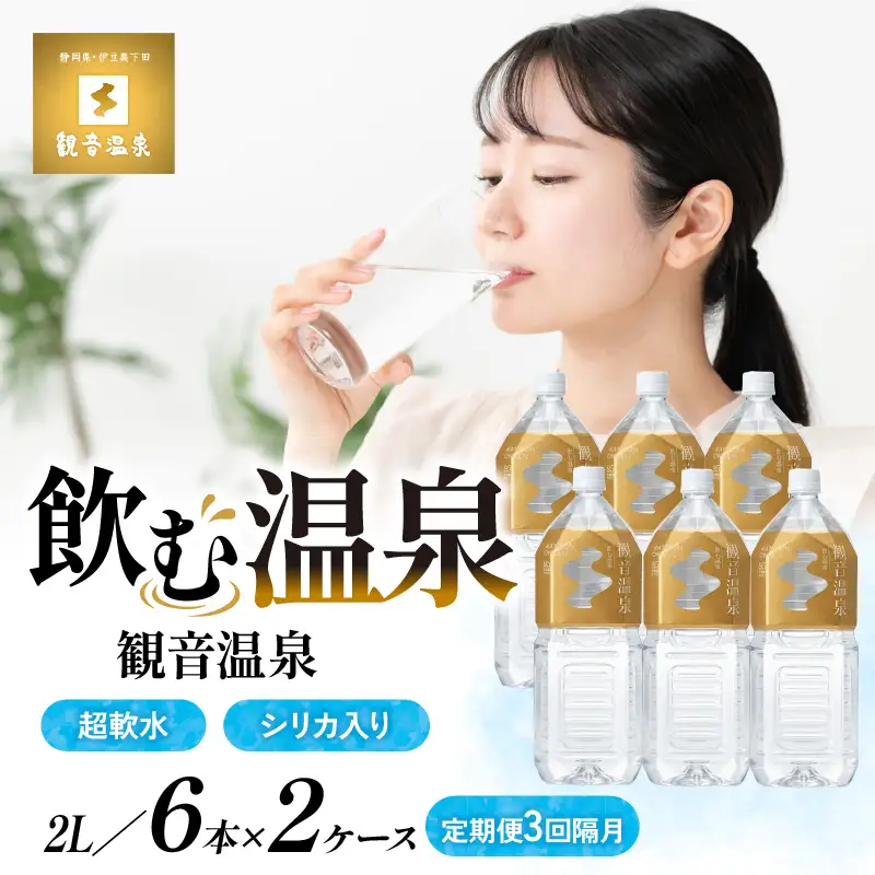 飲む温泉　観音温泉　2L(6本入)　2ケース　定期便　（6ヶ月で3回）