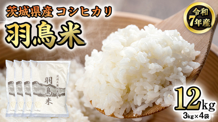 《 令和7年産 先行予約 》 コシヒカリ 「幻の米 羽鳥米」 12kg (3kg × 4袋)  [AX002sa]