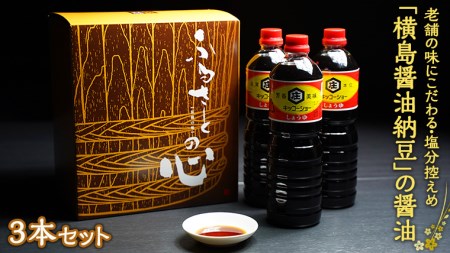 老舗の味にこだわる「横島醤油納豆」の醤油　３本セット　[AO014ya]