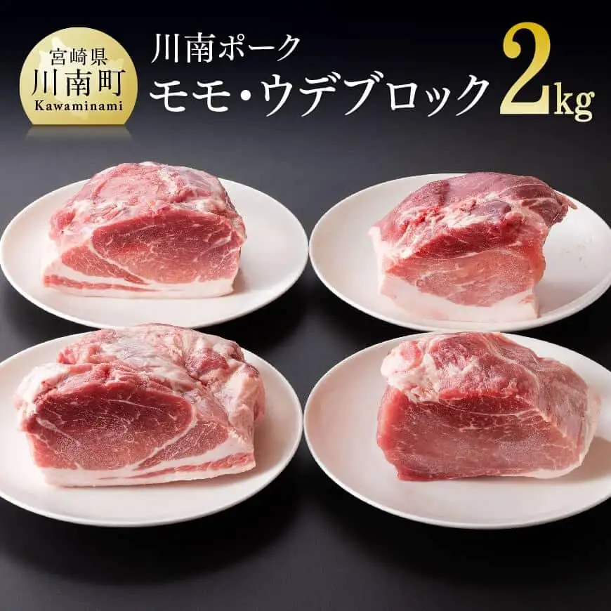 宮崎県産豚肉川南ポーク モモ・ウデブロック合計2kg 豚肉