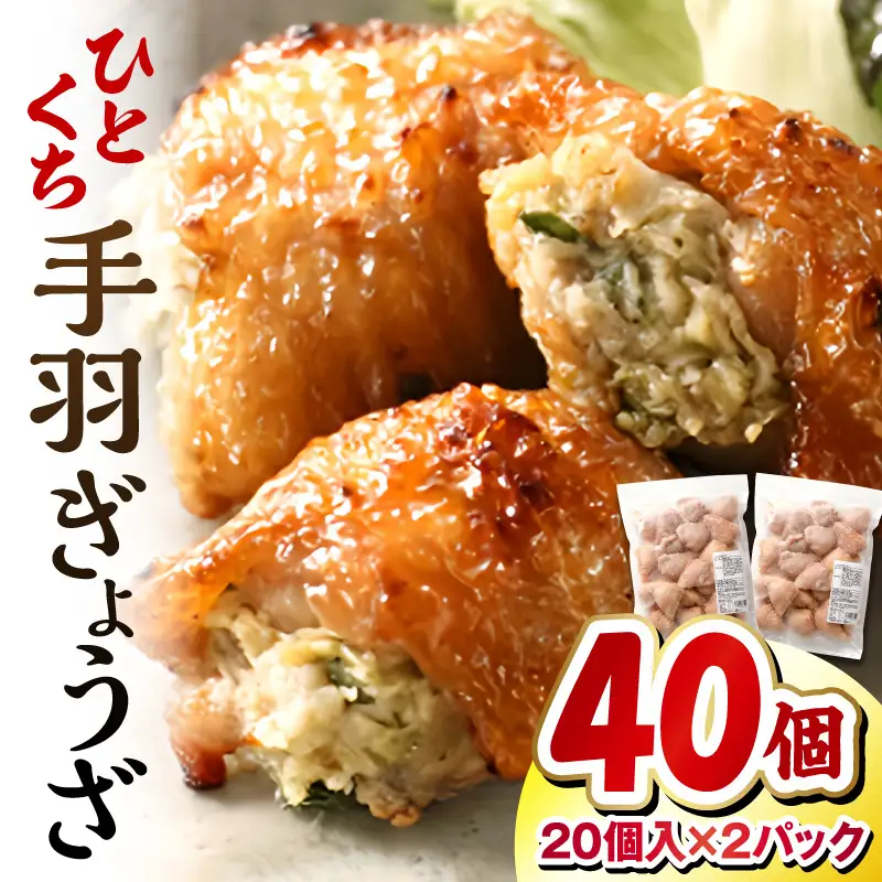ひとくち手羽ぎょうざ 計40個 20個入×2パック 手羽先餃子 手羽餃子 手羽先 餃子 手羽 冷凍 惣菜 おかず お弁当