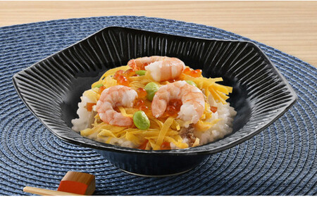 乃利陶窯 五臓六腑が喜ぶ【こくようせき】黒曜石鎬彫六角多用皿 A24-41