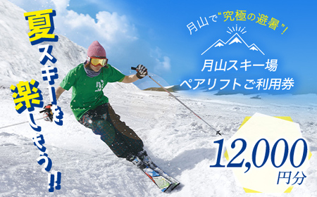 FYN6-539 月山スキー場ペアリフトで使える リフトご利用券 12000円分 月山スキー 月山登山 スキー 登山 山登り ハイキング トレッキング 旅行 体験 チケット 山形県 西川町 月山