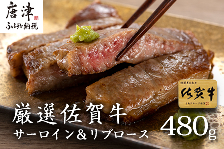 厳選佐賀牛 サーロインステーキ180g リブローススライス300g 2種(合計480g)セット