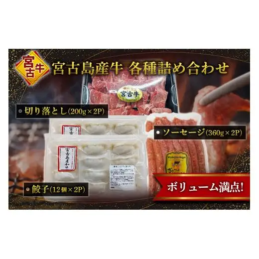 R112  宮古牛切り落とし(200g×2P)＆宮古島産牛餃子(12コ×2P)＆宮古島産牛ｿｰｾｰｼﾞ(360g×2P)