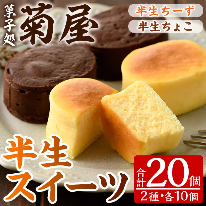 半生ちーずケーキ10個・半生ちょこケーキ10個  計20個 詰合せ【A-1430H】