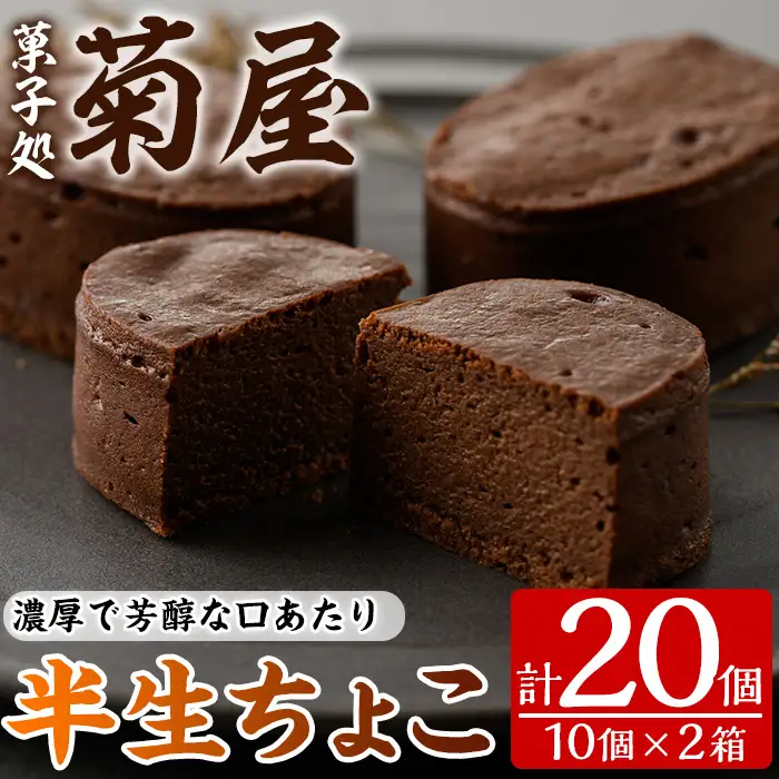 ひとくちチョコケーキの決定版！ 半生チョコケーキ20個（10個×2箱）【00-014-01】