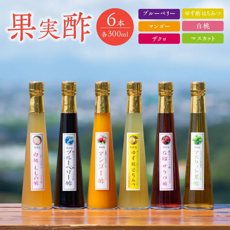 ＜江﨑酢醸造元＞果実酢6本セット 各300ml　042-020