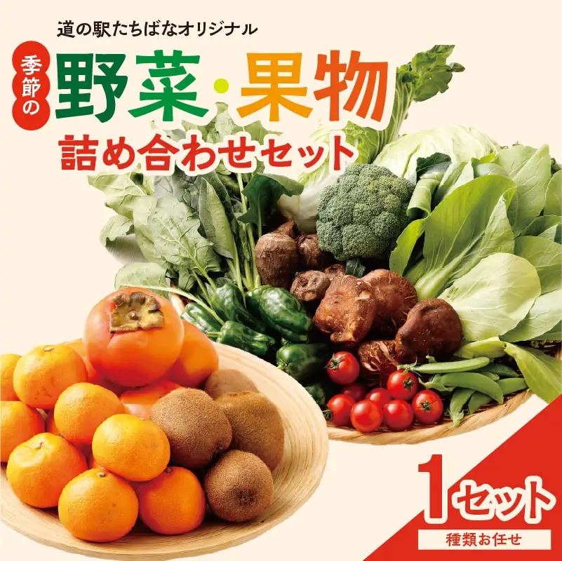 ＜道の駅たちばなオリジナル＞季節の野菜・果物セット 種類 お任せ 旬 野菜 果物 詰め合わせ 054-004