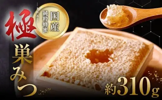 はちみつ 「極（キワミ)巣みつ」 蜜蜂が巣に貯蔵したままの蜂蜜です 310g 巣蜜 蜂蜜 ハチミツ コムハニー 国産 デザート 数量限定 ビタミン ミネラル ギフト 贈答品 プレゼント 箱入り 001-034