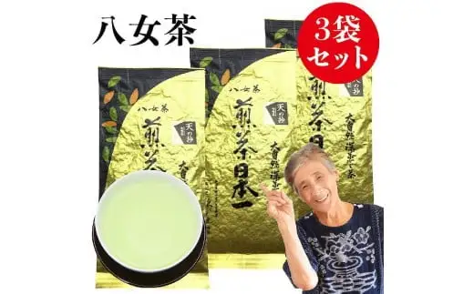 自社製造の深蒸しの八女茶！当園の最高級品！天の抄（てんのしょう）100g入り3袋入り 008-034