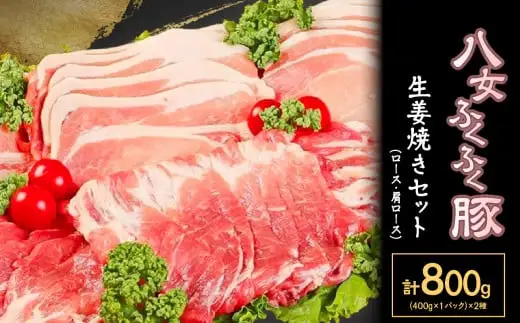 【八女ふくふく豚】ロース・肩ロース生姜焼きセット　合計約800g 020-003