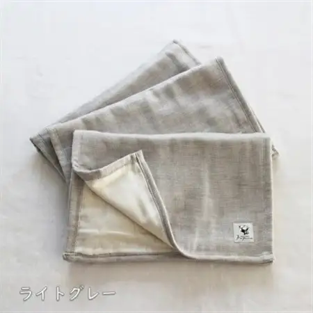 6重ガーゼタオル同色3枚セット (ライトグレー)_雑貨・日用品  タオル _【1238149】