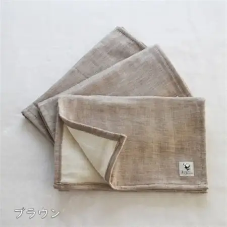 6重ガーゼタオル同色3枚セット (ブラウン)_雑貨・日用品  タオル _【1238172】
