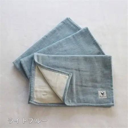 6重ガーゼタオル同色3枚セット (ライトブルー)_雑貨・日用品  タオル _【1238183】