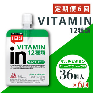 定期便 6回 ビタミンゼリー エネルギー補給 inゼリー マルチビタミン 36個入り グレープフルーツ 味 インゼリー ゼリー飲料 ゼリー まとめ買い 森永製菓 森永 栄養補給 ビタミン 12種類 1日分のビタミン 10秒チャージ スポーツ アスリート 遠征時 飲むゼリー 果汁 間食 小腹 栄養補助食品 補助食品 非常食 杉山 180g×36個×6回 三島市 静岡県