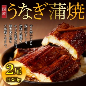 国産うなぎ蒲焼_うなぎ 国産 2尾 計約350g 新鮮 九州産 蒲焼 お土産 お祝い 昭和47年創業 秘伝のタレ 4度付け 電子レンジ フライパン 柔らかい うなぎ巻き ひつまぶし 冷凍 お取り寄せ お取り寄せグルメ 福岡県 久留米市 送料無料 〔Cu023〕