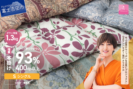  布団【訳あり/暖色】甲州羽毛ふとん 本掛け布団 ロイヤルダウン93%増量1.3kg（シングル/お任せ柄）