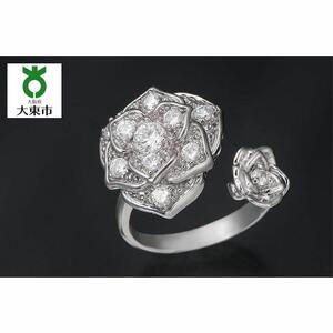 102106-3 煌めきの「キュービックジルコニア薔薇」フリーリング
